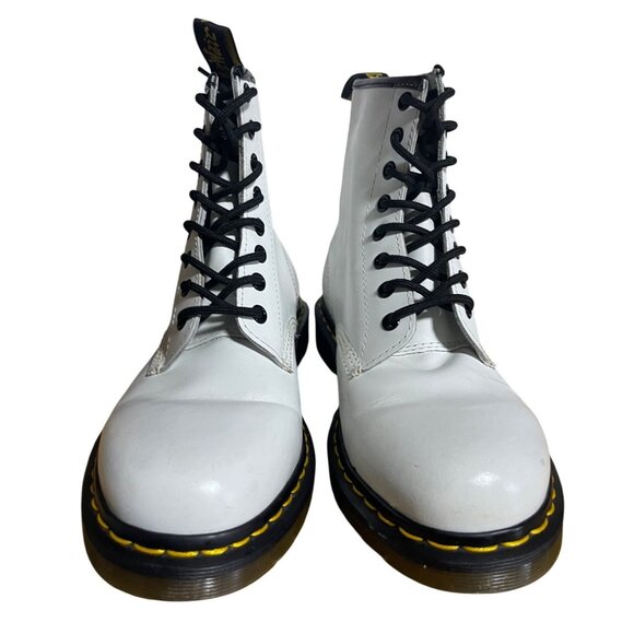 Dr Martens 1460 White Leather Lace Up Boots Womens Size 8 Mens Size 7 - Picture 2 of 11